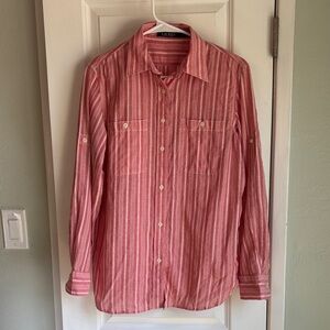 Lauren Ralph Lauren Medium Women's Red Striped Button-Down Shirt